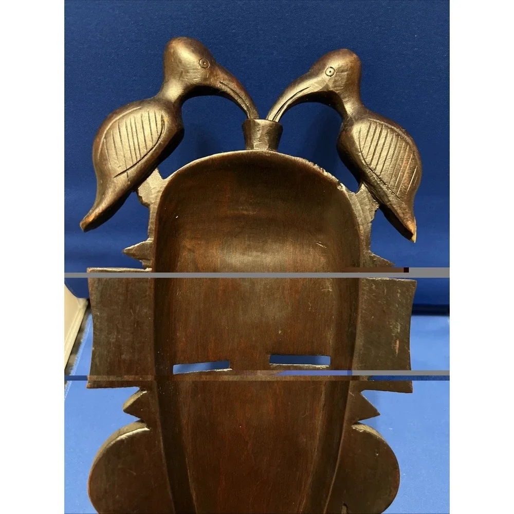 Vtg Hand Carved African Tribal Senufo Kpelie Mask Wood 16x7